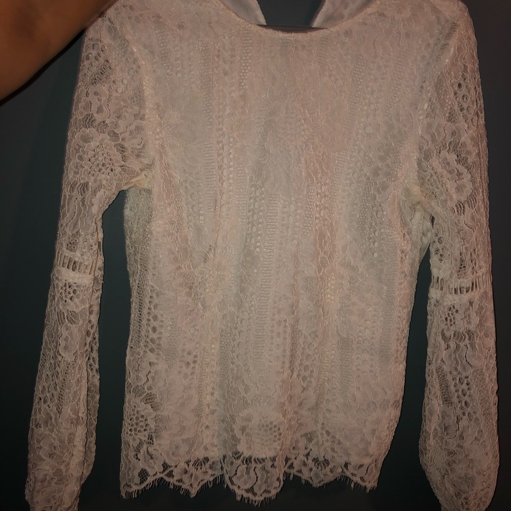 Off white long sleeve lace blouse